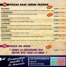 Menu Pizza Paton - Les pizzas base crème fraîche
