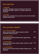 Menu Le Val d'Aoste - Les planches et les grandes salades