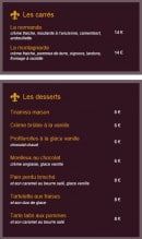 Menu Le Val d'Aoste - Les carrées et les desserts 