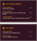 Menu Le Val d'Aoste - Les coupes glacées et les cafés