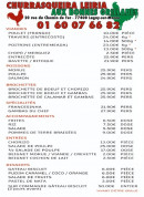 Carte et menu de Churrasqueira Leiria à Lagny sur Marne — Les viandes, poissons et entrées,...