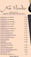 Carte et menu de Pizzeria Da Renato à Fontenay Tresigny — Les viandes