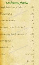 Menu Auberge du Bréon - Les boissons fraîches