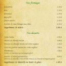 Menu Auberge du Bréon - Les fromages, desserts