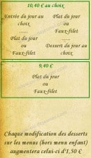 Menu Auberge du Bréon - Les formules suites