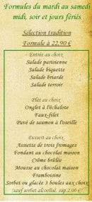Menu Auberge du Bréon - La formule à 22€90