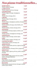 Menu La Louanessa - Les pizzas traditionnelles