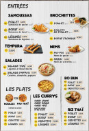 Menu Mya thai - Les entrées et plats