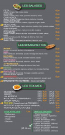 Menu La vallée pizza - Les salades, bruschettas et tex mex