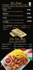 Menu Beezza - Les tacos et tex mexs