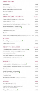 Menu Menu palais - les sandwichs, wraps, salades et soupes