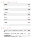 Menu Le Kiosque à Pizzas - Les kiosquitos et pizzas sucrés