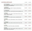 Menu Le Kiosque à Pizzas - Les pizzas spéciales