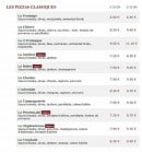 Menu Le Kiosque à Pizzas - Les pizzas classiques