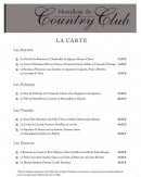 Carte et menu de Hostellerie du Country Club à Samois sur Seine — La carte