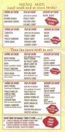 Menu Délice de Agra - Les menus