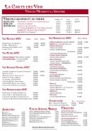 Menu Le Limousin - Les vins, apéritifs; digestifs...