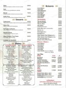 Menu Le Shandrani - Les desserts, les menus et boissons