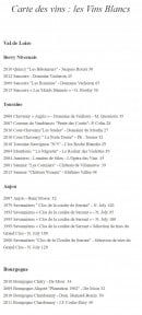 Menu Le Zin's - Les vins blancs