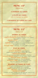 Menu Taj mahal - Les menus à 18€ et 22€