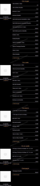 Menu Wako - les Vins