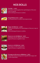 Menu Bistrot Le Yuki - Rolls