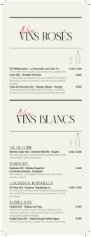 Menu The Cut grill - Les vins roses et vins blanc