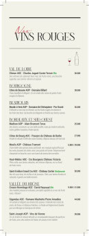 Menu The Cut grill - Les vins rouges