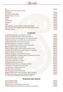 Menu Mangalore Lounge - Les apéritifs