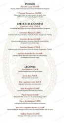 Menu Mangalore Lounge - Les plats suites