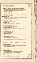 Menu O tempstic - les cocktailes