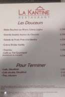 Menu La Kantine - Les douceurs et pour términer