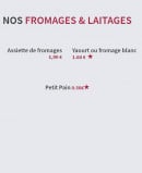 Menu La Kantine - Les fromages et laitages