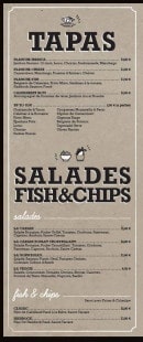 Carte et menu de Up To You à Montigny le Bretonneux — Les tapa et salades