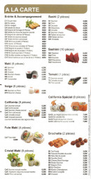 Carte et menu de Planète Du Kyodai à Mantes la Jolie — A la carte