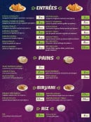 Carte et menu de Tandoori House à Mantes la Jolie — entrées, pains, byriani