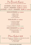 Carte et menu de L'Auberge Du Maroc à Meulan-en-Yvelines — Formule express et menu enfant