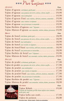 Carte et menu de L'Auberge Du Maroc à Meulan-en-Yvelines — Les tajines
