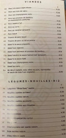 Carte et menu de Le mandarin de bonnieres à Bonnieres sur Seine — les viandes, legumes et nouilles