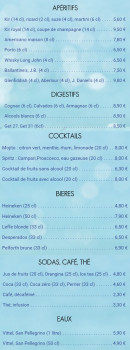 Carte et menu de Chez Gaston à Chaufour les Bonnieres — les apéritifs, digestifs, bières et cocktails,...