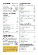 Menu La Bonne Planque - Les desserts, boissons, ...