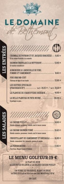 Menu Le Domaine de Béthemont - Les entrées et salades