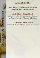 Menu Restaurant la Toque Blanche - Les poissons et crustacés