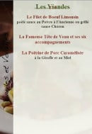 Menu Restaurant la Toque Blanche - Les viandes