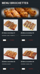 Carte et menu de Sushi Montfort à Montfort l'Amaury — Menus brochettes