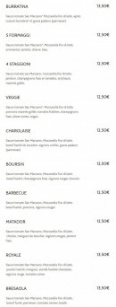 Menu Au feu de bois - autres pizzas base tomate