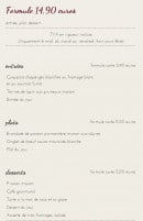 Menu Restaurant La Licorne - La formule à 14.90€