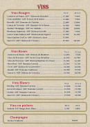 Menu Le Mékong - Les vins