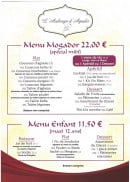 Carte et menu de Auberge d'Agadir à Voisins le Bretonneux — Le menu mogador et enfant