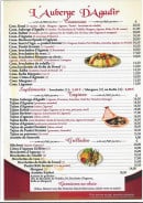 Carte et menu de Auberge d'Agadir à Voisins le Bretonneux — Les couscous, tajines...